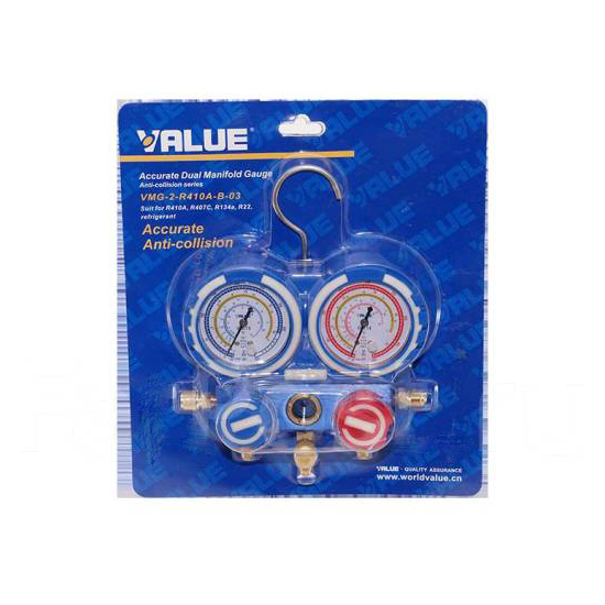 Манометрический коллектор VALUE; VMG-2-R410A-B-03 (R410A/407С/134A/22; ø68мм; блистер)
